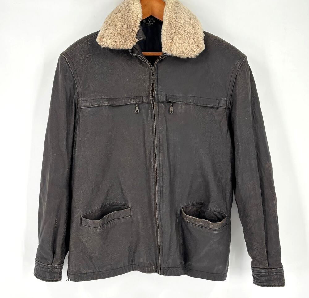Vintage Echtes Leder Leather Aviator Bomber Jacket Size Small 80’s B-15 Brown